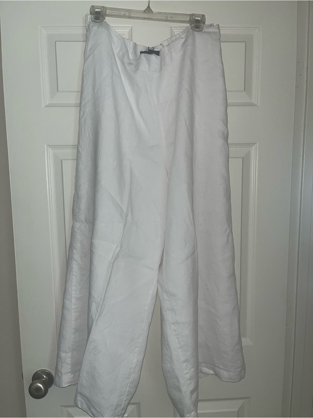 White Wide Leg Linen Pants